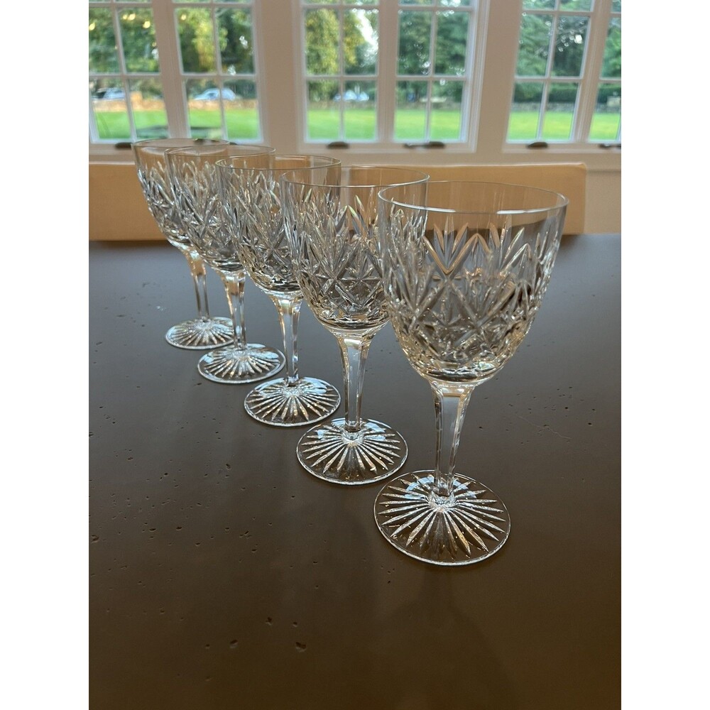 Vintage Kosta Boda Helga Tall Water Goblets Set of 5 Swedish Crystal 7.5”